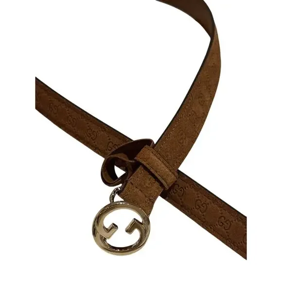 Gucci Blondie Thin Suede Belt, Brown Gucci Gucci Blondie thin suede belt Gucci main image 4